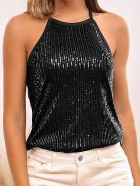 Nwt Traleubie Halter Style Sequin Top